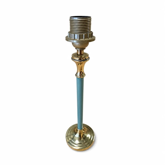 2 x Lampes en laiton et acier bleu de Kullmann / Années 1970 / – Brass (photo 3 of 6)