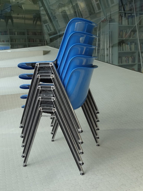 Image 1 of 8x Vintage Design Stoel TECNO Modus SM203 - Origineel Italiaans Design - Blauw