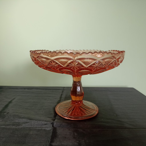 Beautiful Vintage Pink Depression Glass Bowl on a Foot