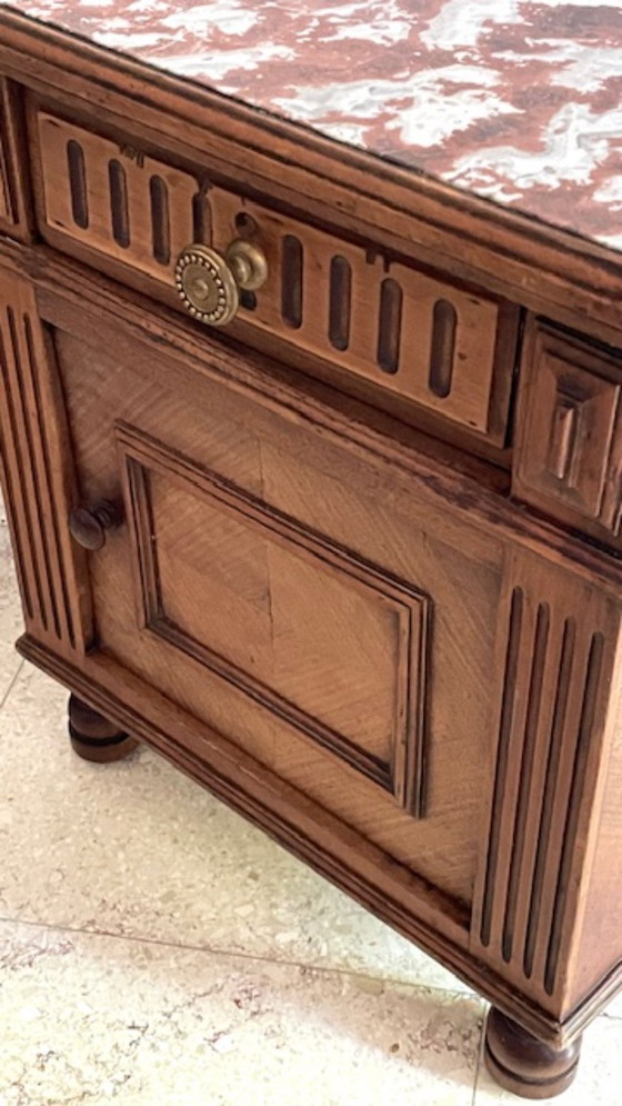Image 1 of TABLE de Chevet Ancienne Bois et MARBRE