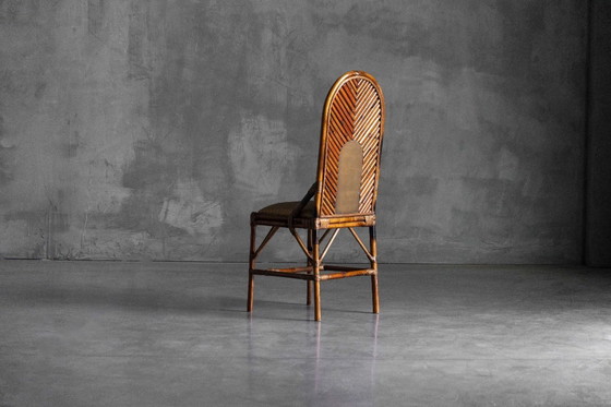 Image 1 of Stoel met hoge rugleuning van bamboe en messing van Gabriella Crespi, Italië, 1970