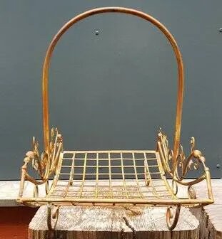 Wrought iron basket with handle large, Decorative Objects, Metal, Brown, Vintage (photo 3 of 5)