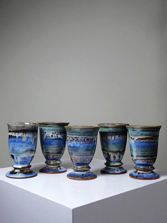 Juego de 5 mazagranes de taller de cerámica, esmaltados, años 60-80. – Loza, Vintage (photo 7 of 17)