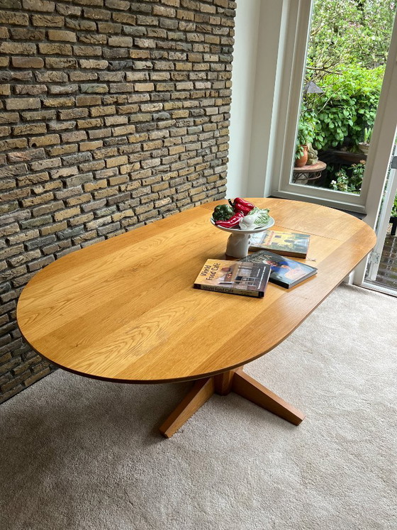 Image 1 of Danish oak dining table - Vintage Scandinavian design - drop-leaf