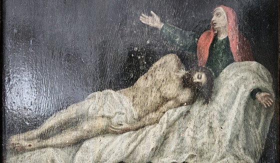 Image 1 of Old Painting Unknown Artist "The Lamentation of Christ"