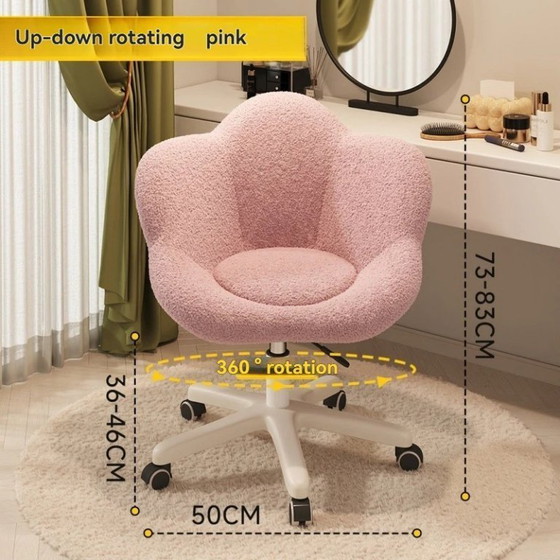 Image 1 of Make-up stoel, kaptafelstoel met rugleuning, kruk in crèmestijl, moderne minimalistische draaibare nagelstoel voor thuisgebruik.