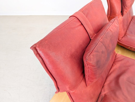 Image 1 of Original Koinor Free Motion 2 Edit Sofa Couch Eiche Leder rot