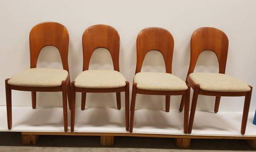 4x Vintage Beige Dining Chairs Niels Koefoed Hornslet