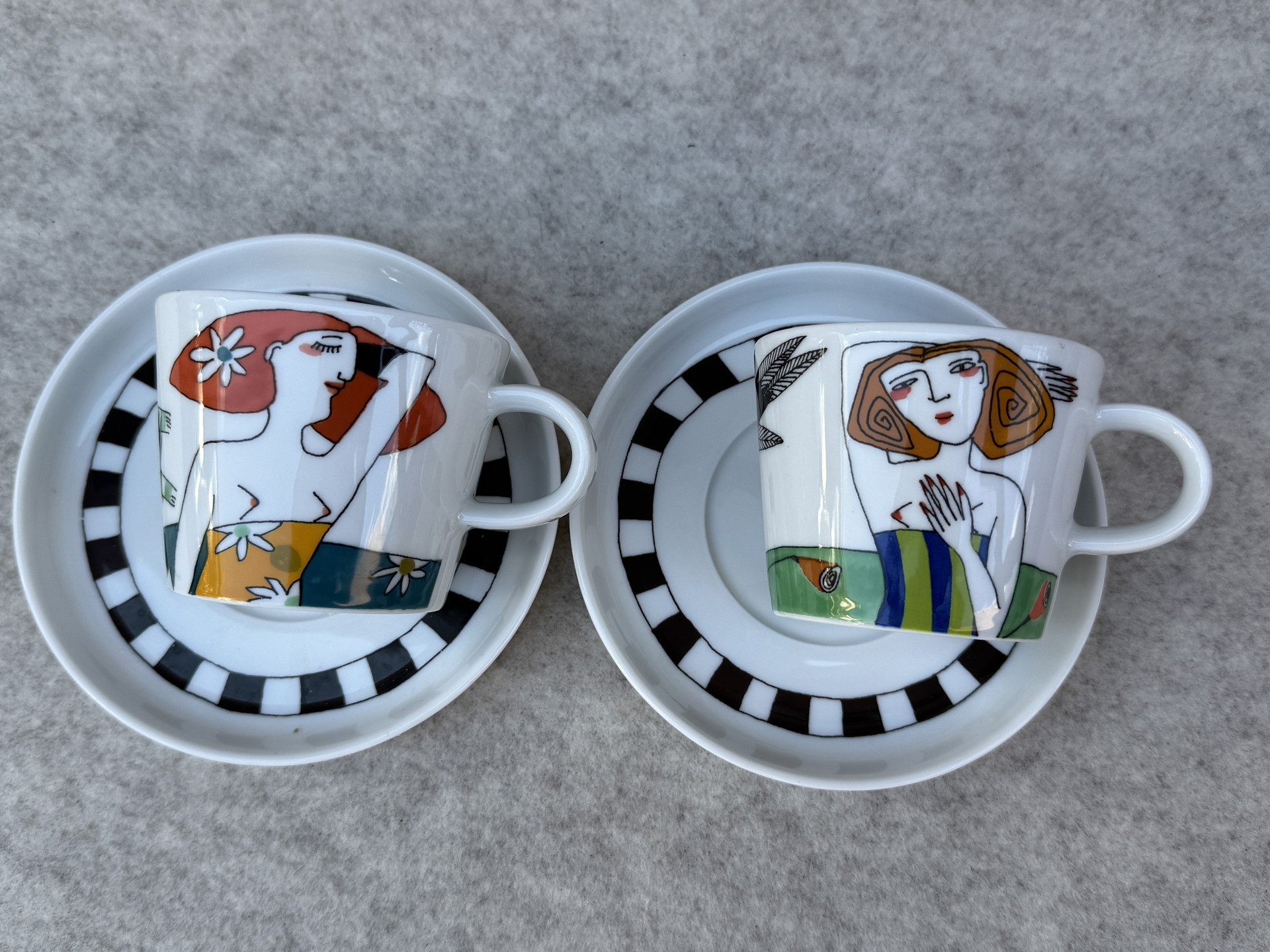 Arzberg Porcelain Coffee Cups Saucers Kathrin Grünke Art Design