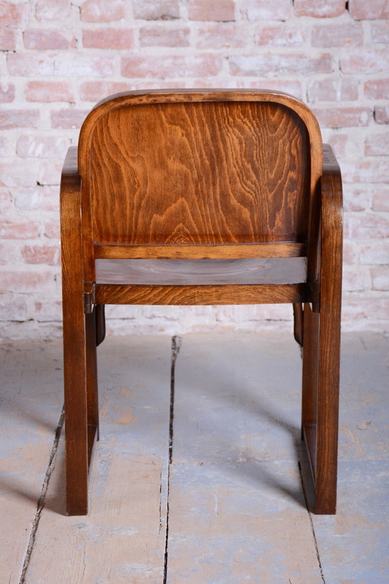 Restored Art Deco Armchair, by Tatra, Pravenec, Beech, Polished, Czech, 1930s – Wood (photo 5 of 13)