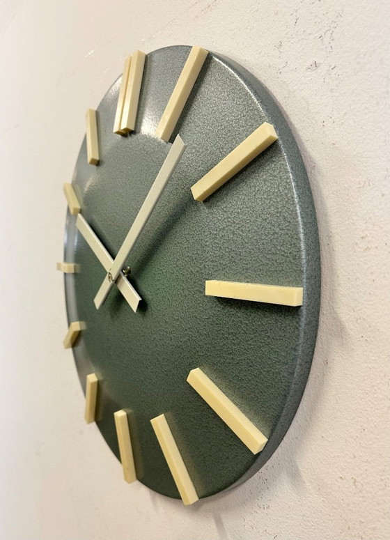 Image 1 of Grey Industrial Office Wall Clock from Pragotron, 1970s