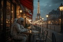 Fotografia stampata e incorniciata / cornice decorativa / Edizione limitata / Firmata / Pausa caffè / Parigi