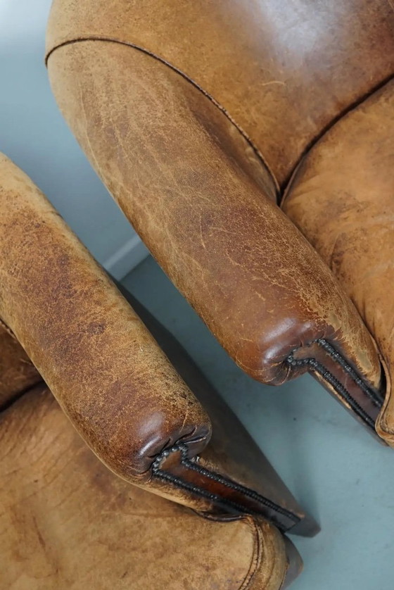 Image 1 of Vintage Nederlandse cognackleurige leren clubfauteuils, set van 2