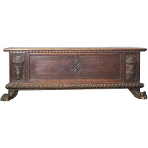 Vintage chest in carved walnut, 1920s