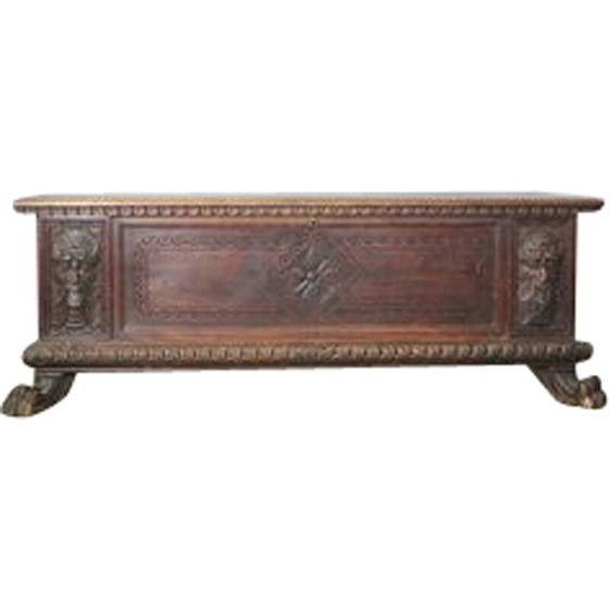 Image 1 of Vintage chest in carved walnut, 1920s