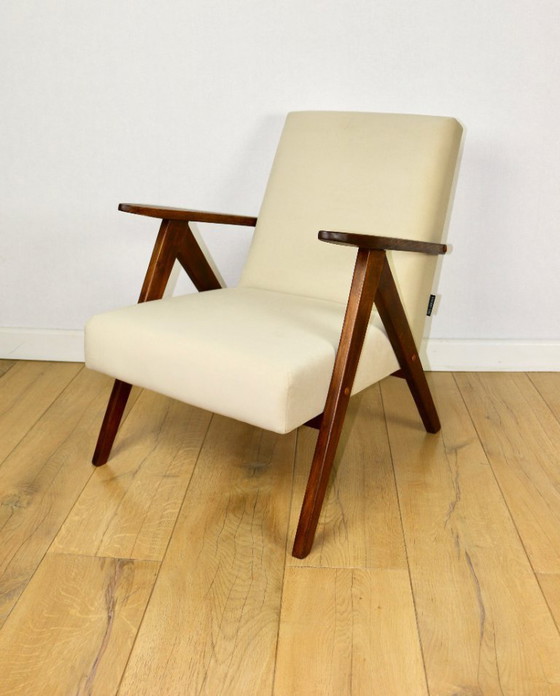Image 1 of Vintage armchair B-310 VAR beige velvet from the Jade series - 2 pieces available