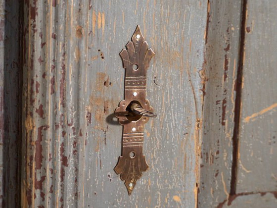 Rustic Painted Wooden Wardrobe, Central Europe, circa 1900–1920 (photo 17 of 40)