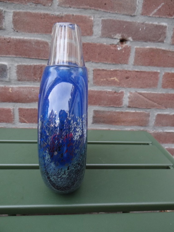 Signed Bertil Vallien for Kosta Boda ‘Meteor’ Blue Glass Vase Sweden (photo 6 of 9)