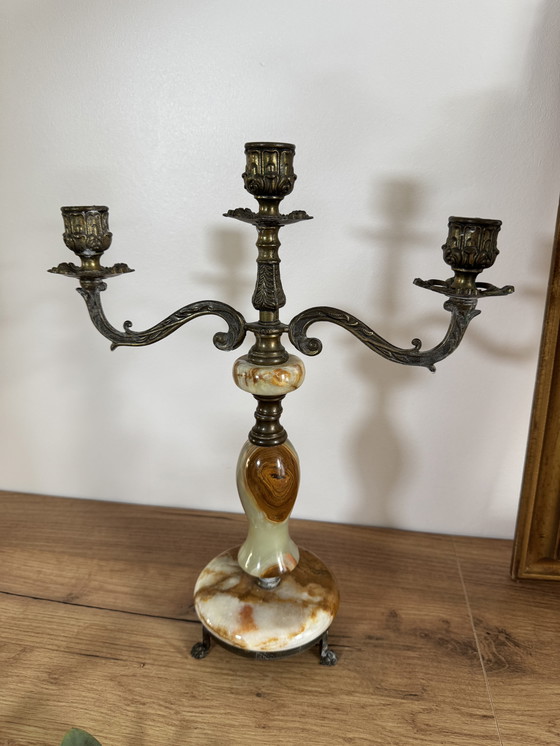 Image 1 of bronze onyx chandelier