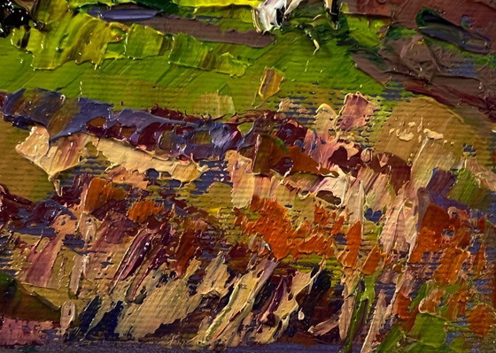 Original Oil Painting Field Day Landscape Summer Nature – Paintings & Drawings, Canvas (photo 5 of 8)