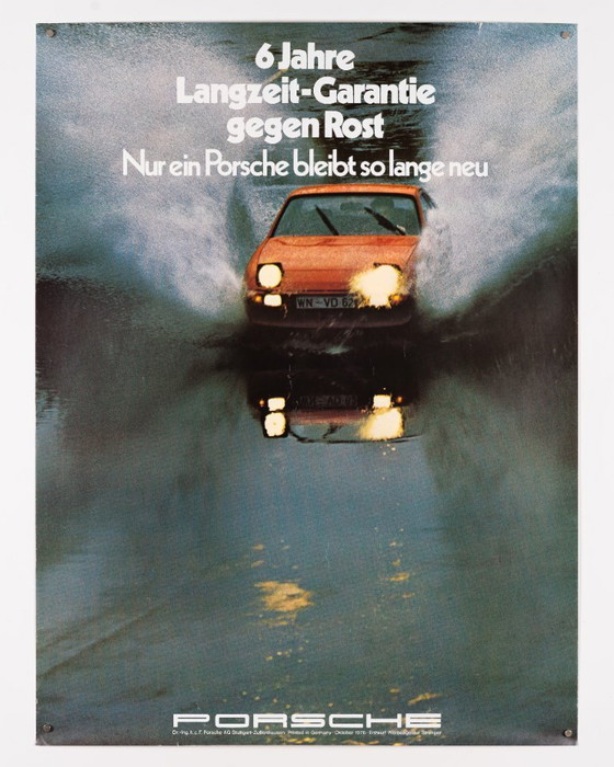 Image 1 of Porsche 6 Jahre Langzeit Garantie – 1976 – Original Vintage Porsche Poster by Werbeagentur Strenger – Mid-Century – 102x76cm