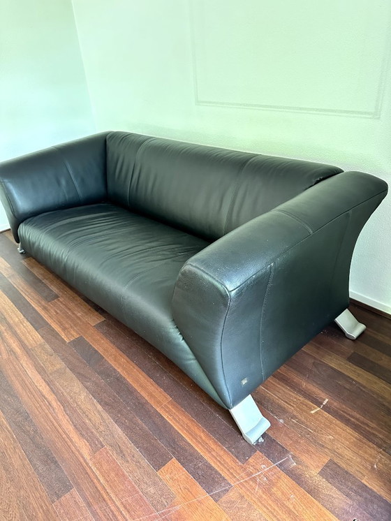 Image 1 of Divano di design a 3 posti Rolf Benz 322 Club Sofa in pelle nera