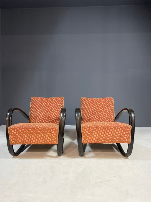 Pair of H269 Lounge Chairs by Jindřich Halabala, Czechoslovakia, 1930s