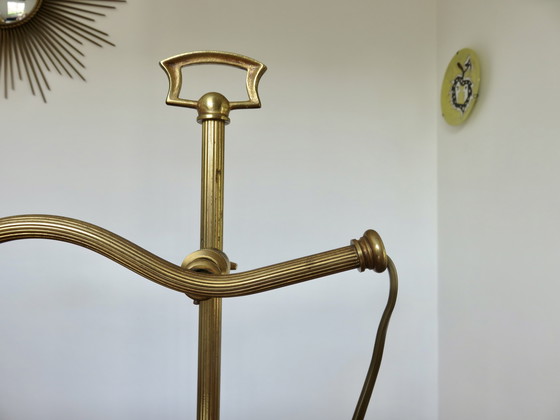 Image 1 of Imponente lampada Art Nouveau, tulipano a forma di rosa in vetro smerigliato e bronzo