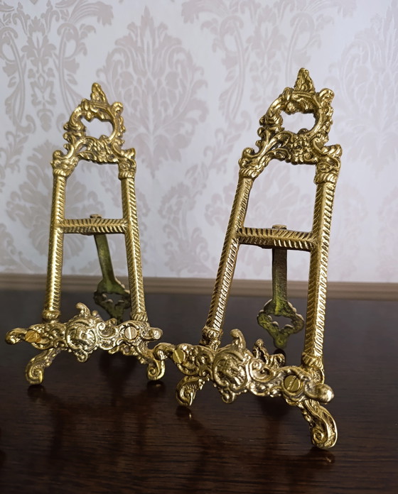 Set van 3 vintage, sierlijke messing displaystandaards – Decoratieve objecten, Brass (photo 11 of 12)