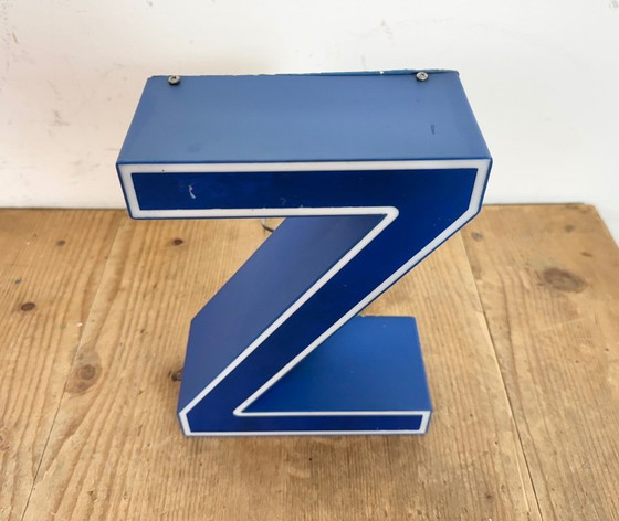 Image 1 of Vintage Blue Plastic Illuminated Letter Z, 1970s