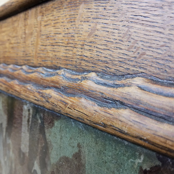 Image 1 of Antiker Art Deco (Haager Schule) Pflanzgefäß farbige Fliesen / Eiche