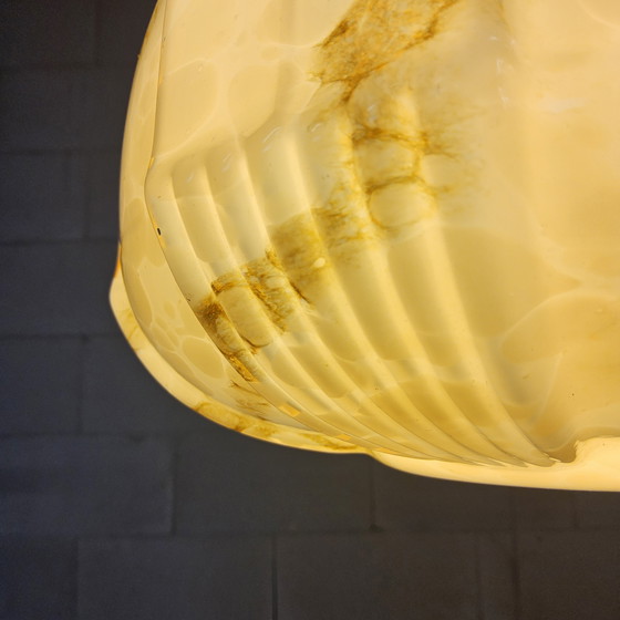 Image 1 of Antique Art Deco Pendant Lamp with Light Pink Marbled Glass (Ceiling Lamp)