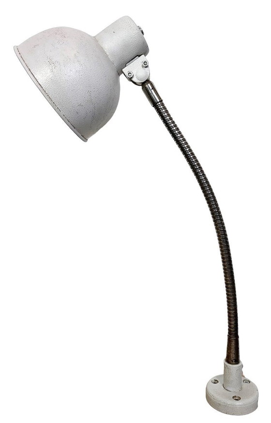 Image 1 of Grey Industrial Workshop Gooseneck Table Lamp, 1960s