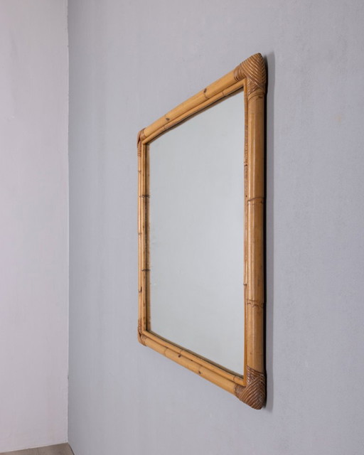 Vintage 1960s Italian Design Bamboo Wall Mirror – spiegels (photo 2 of 8)