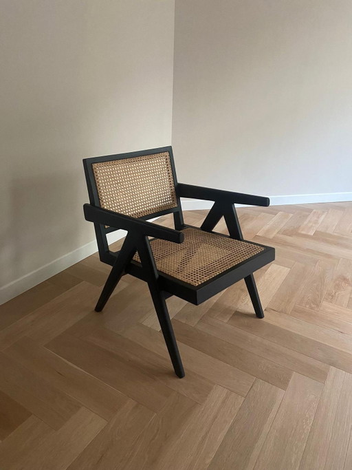 Detjer lounge chair - rattan - wood - black