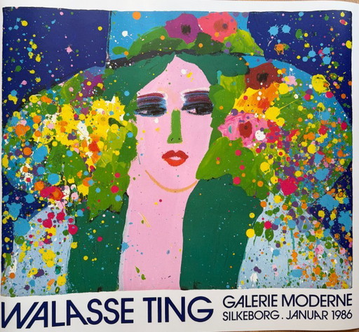 Walasse Ting (1929–2010), Galerie Moderne Silkeborg, Ausstellungsplakat, 1986