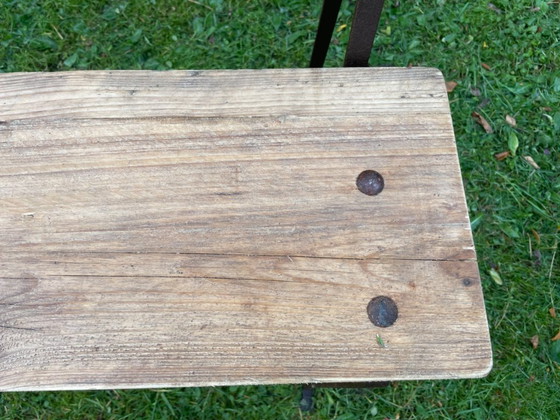 Banc vintage français avec dossier pour entrée ou jardin – Bancs de jardin, Wood, Iron (photo 15 of 19)