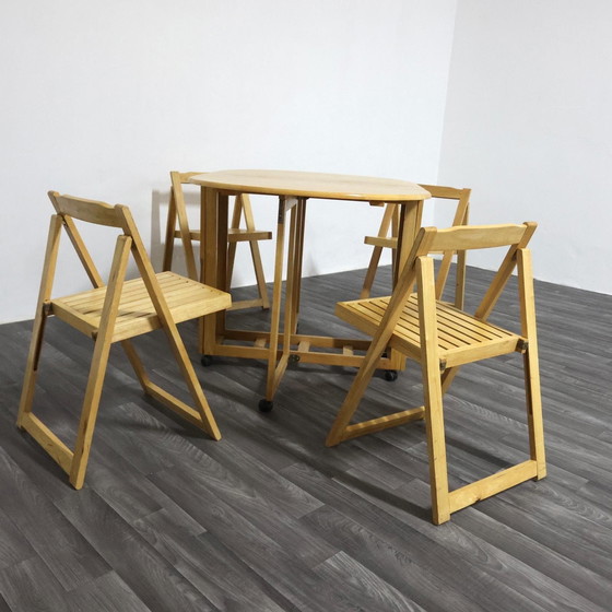 Image 1 of Set Tavolo E Sedie Richiudibile Design Scandinavo Anni 80 Modernariato