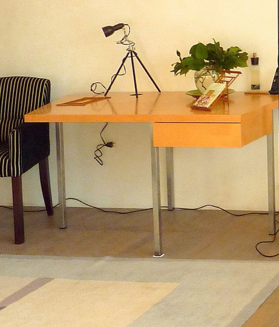 Image 1 of Light wood desk or side table with one drawer