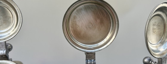 Image 1 of Lot de 4 chopes à bière vintage originales en grès avec couvercles en étain – König / GERZ – Allemagne, années 1970-1980