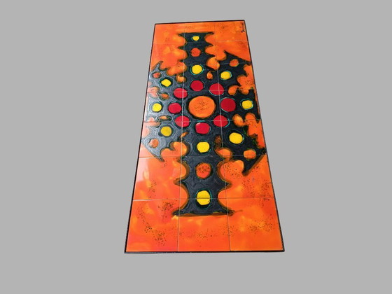 Image 1 of Mesa de centro Belarti con panel de azulejos de cerámica y estructura cromada, Bélgica, años 60-70.