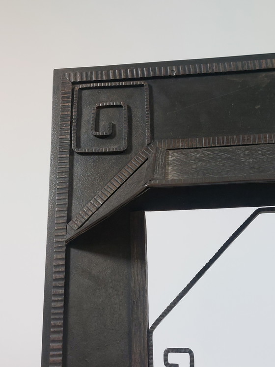 Image 1 of Prachtige decoratieve, handgesmede metalen openhaardomlijsting