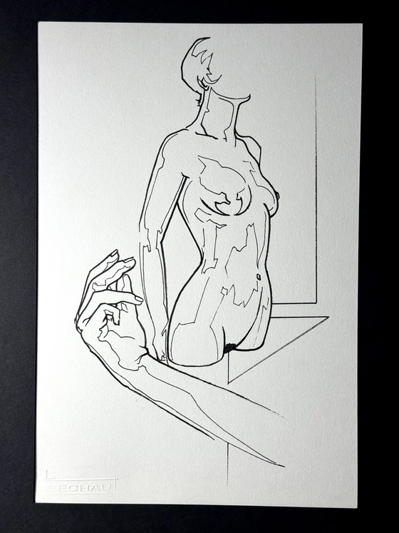 Image 1 of Eugène Eechaut (1928-2019) - framed ink diptych - 1980s, 