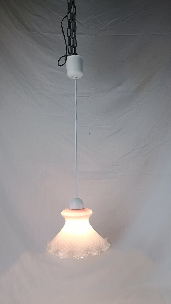 Image 1 of Lampada a sospensione vintage Venini in vetro di Murano rosa chiaro, metà anni '50