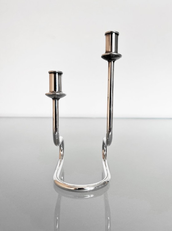 Image 1 of Vintage Maestri Italy verzilverde kandelaar kaarsenhouder