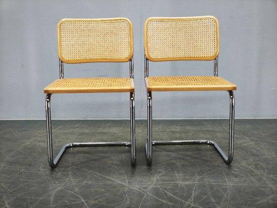 Image 1 of Ein Paar italienische Cesca-Freischwingerstühle nach Marcel Breuer, 1970er Jahre