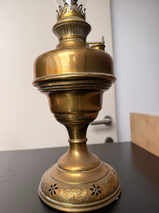 Lampe Belge – Lempereur & Bernard, Tafellampen, Glass, Copper (photo 6 of 7)