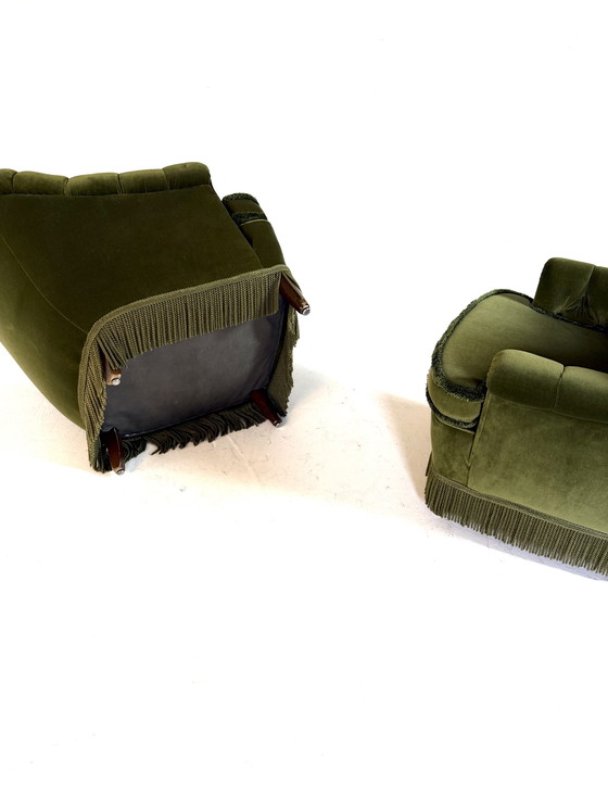 Image 1 of 2 fauteuils cocktail vintage en velours des années 60