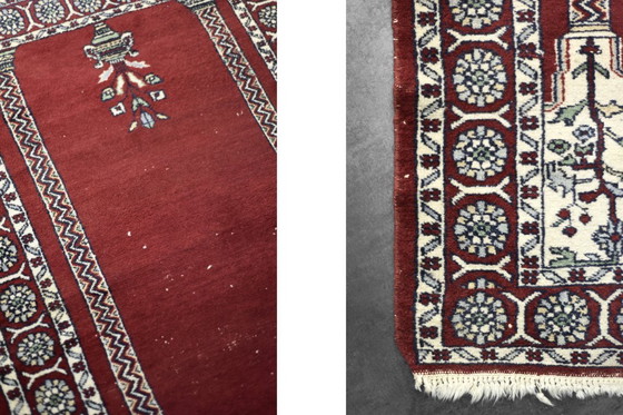 Image 1 of Tappeto da preghiera orientale pakistano Mihrab tessuto a mano vintage, anni '60