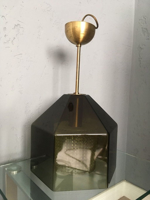 Lámpara colgante de cristal ahumado Carl Fagerlund para Orrefors, años 60